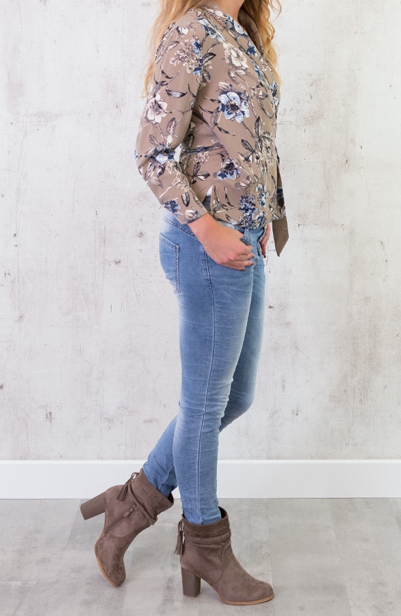 Bloemen Overslag Blouse Taupe – shoparchief, foto 4