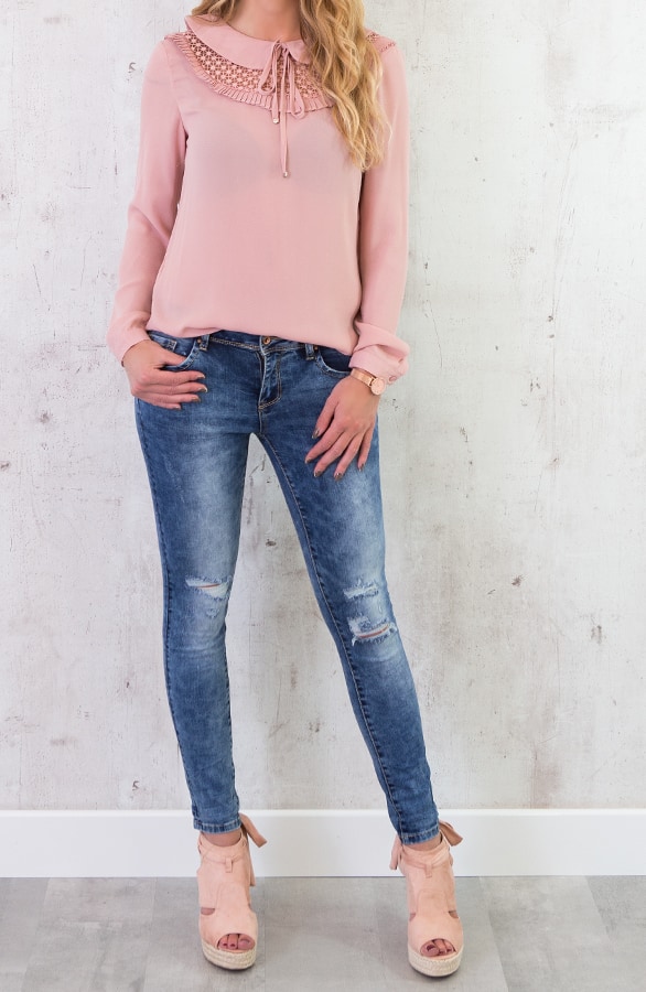 Collar Ruches Blouse Roze – shoparchief, foto 6