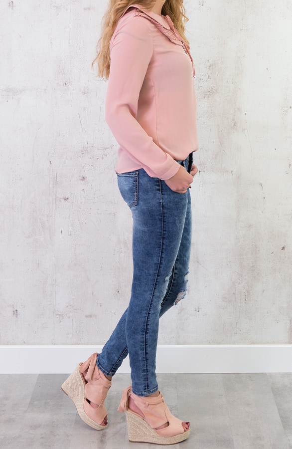 Collar Ruches Blouse Roze – shoparchief, foto 4