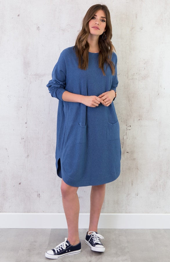 Comfy Trui Lang Jeansblauw – shoparchief, foto 2
