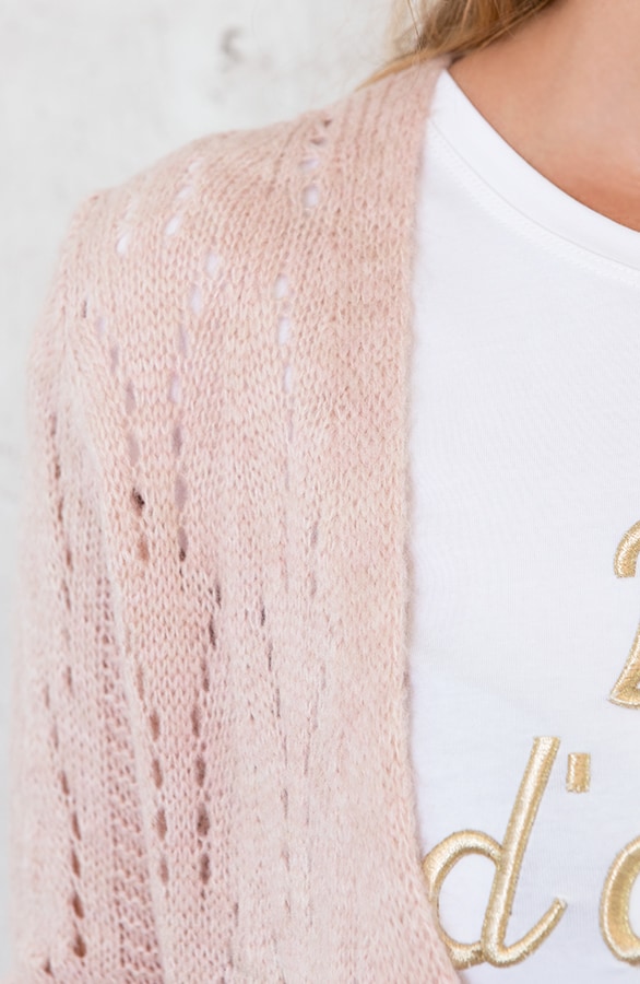 Gebreid Vest Open Roze – shoparchief, foto 5