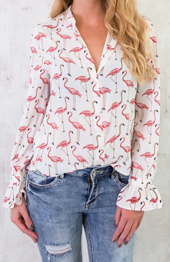 Flamingo Blouse Creme – shoparchief, foto 2