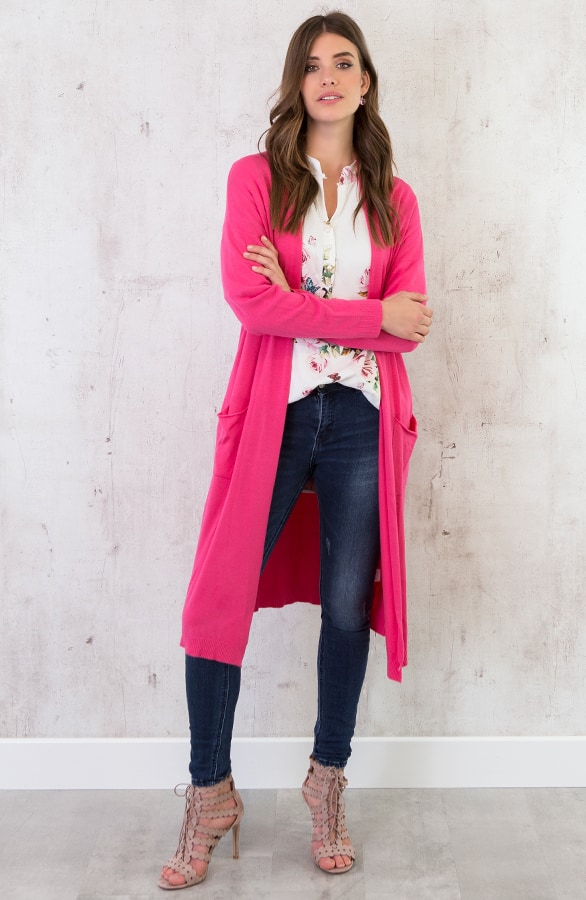 Long Jersey Cardigan Fuchsia – shoparchief, foto 4