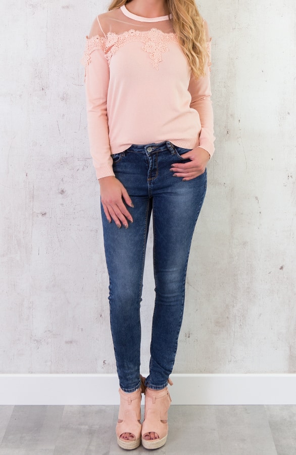 Kanten Mesh Trui Roze – shoparchief, foto 3