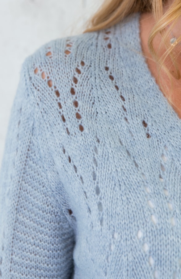 Gebreid Vest Open Blauw – shoparchief, foto 5