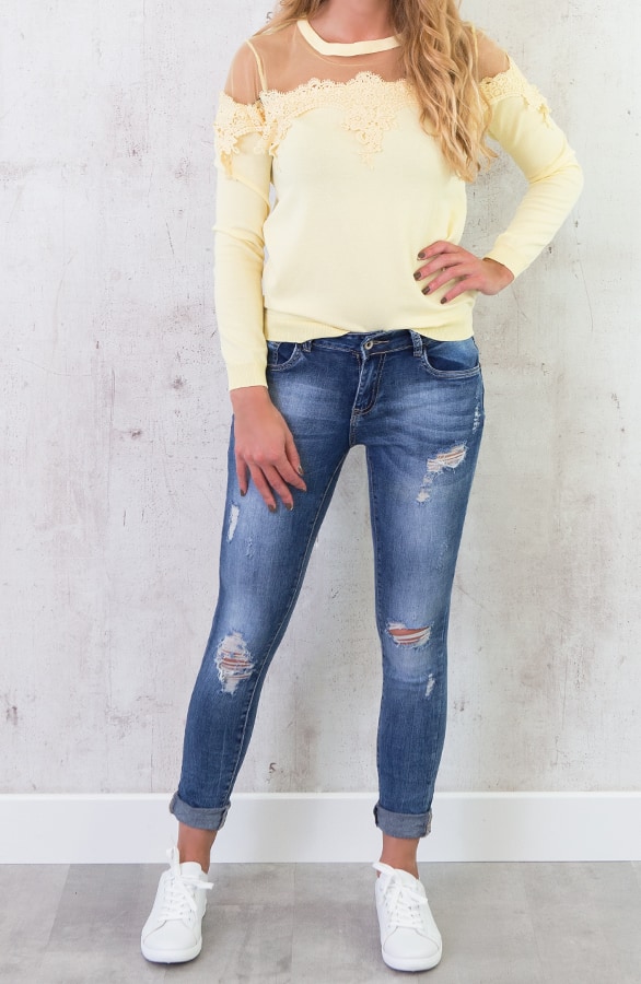 Kanten Mesh Trui Geel – shoparchief, foto 7