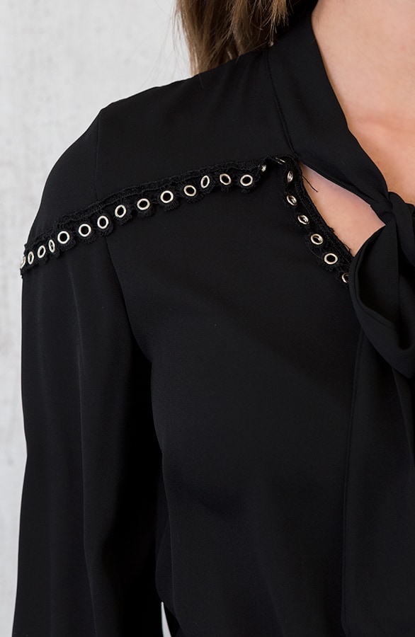 Metal Circle Blouse Zwart – shoparchief, foto 5