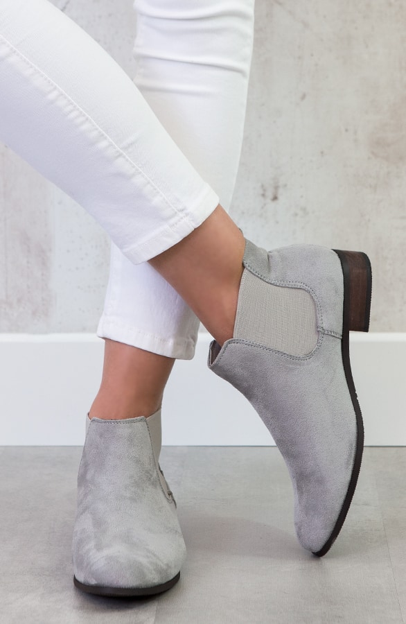 Suede Stretch Booties Grijs – shoparchief, foto 3