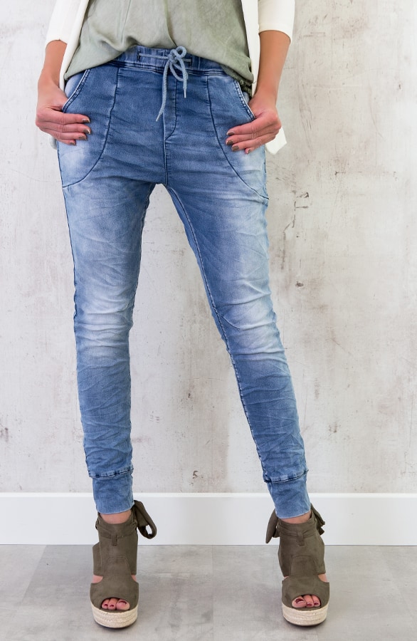 Jogging Denim Jeans Blauw – shoparchief, foto 2