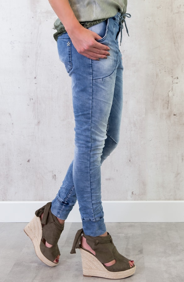 Jogging Denim Jeans Blauw – shoparchief, foto 3