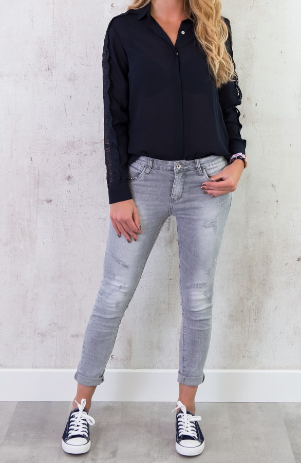 Kanten Blouse Deluxe Marine – shoparchief, foto 3