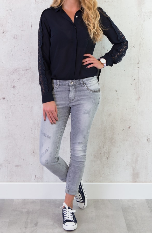 Kanten Blouse Deluxe Marine – shoparchief, foto 6