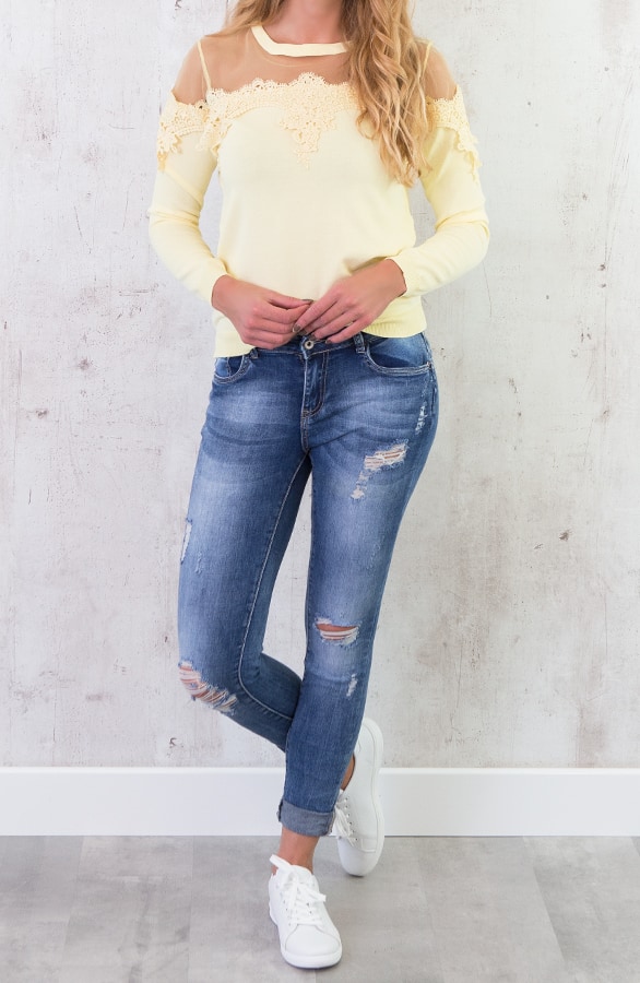 Kanten Mesh Trui Geel – shoparchief, foto 6