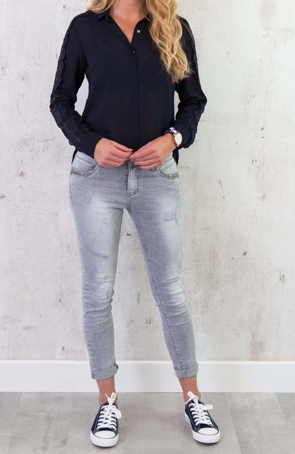 Kanten Blouse Deluxe Marine – shoparchief, foto 5