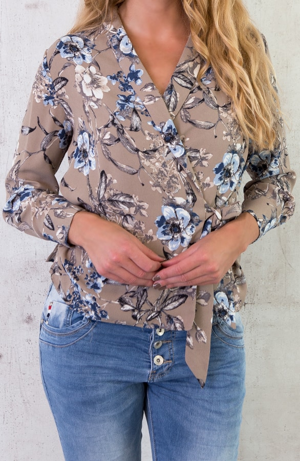 Bloemen Overslag Blouse Taupe – shoparchief, foto 6