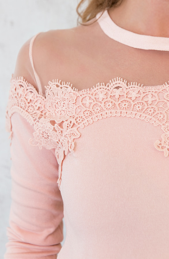 Kanten Mesh Trui Roze – shoparchief, foto 6