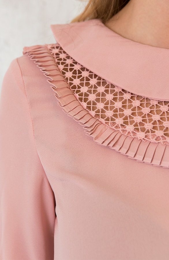 Collar Ruches Blouse Roze – shoparchief, foto 5
