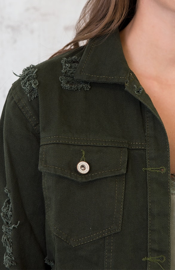 Long Denim Jacket Groen – shoparchief, foto 5