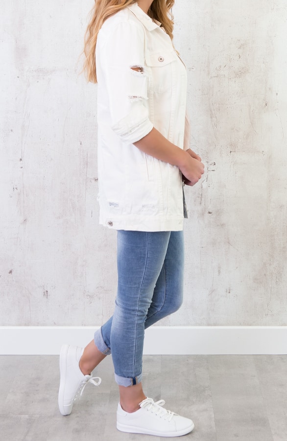 Long Denim Jacket Wit – shoparchief, foto 4
