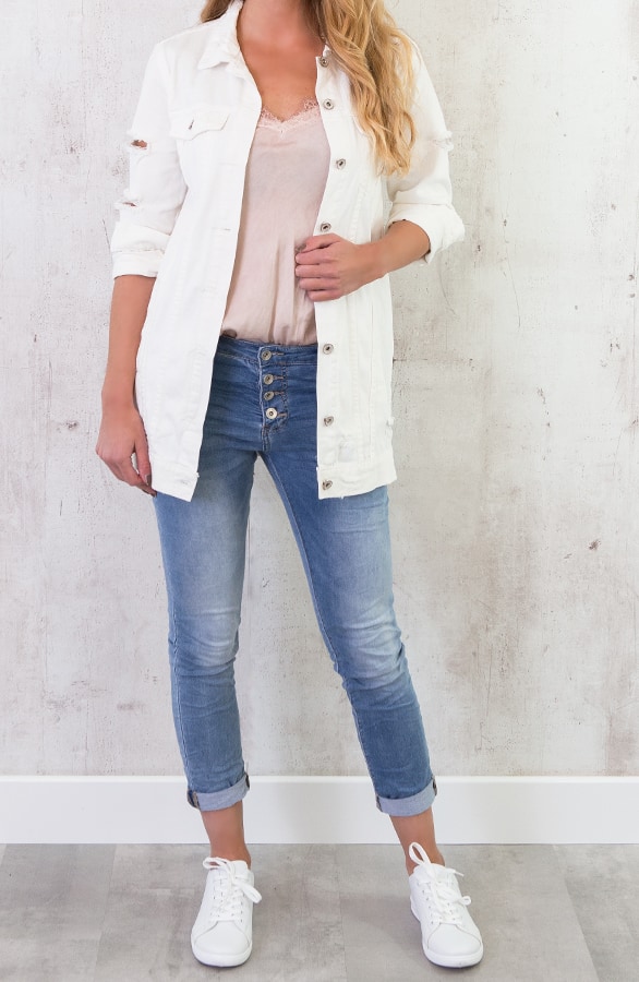 Long Denim Jacket Wit – shoparchief, foto 6