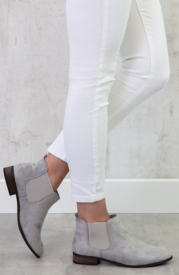 Suede Stretch Booties Grijs – shoparchief, foto 2