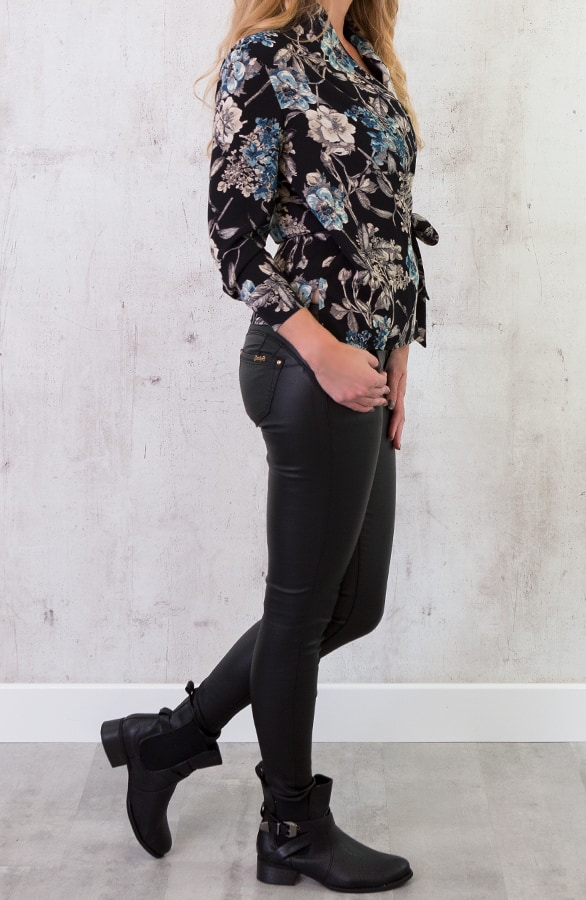 Bloemen Overslag Blouse Zwart – shoparchief, foto 4