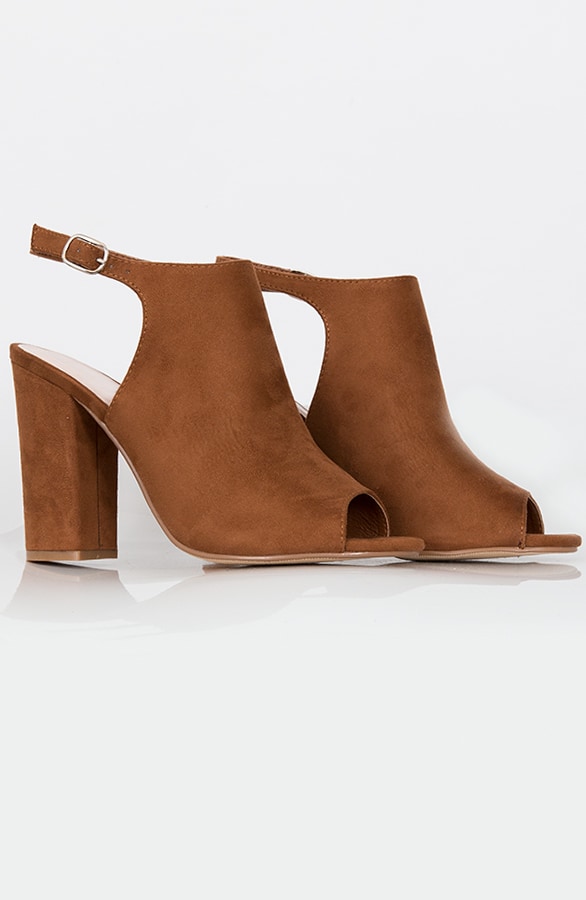 Suede Open Sandalen Cognac – shoparchief, foto 2