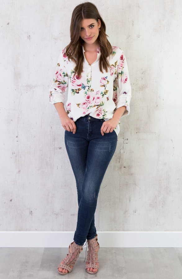 Bloemen Parel Blouse Creme – shoparchief, foto 2