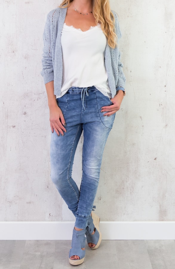 Gebreid Vest Open Blauw – shoparchief, foto 3