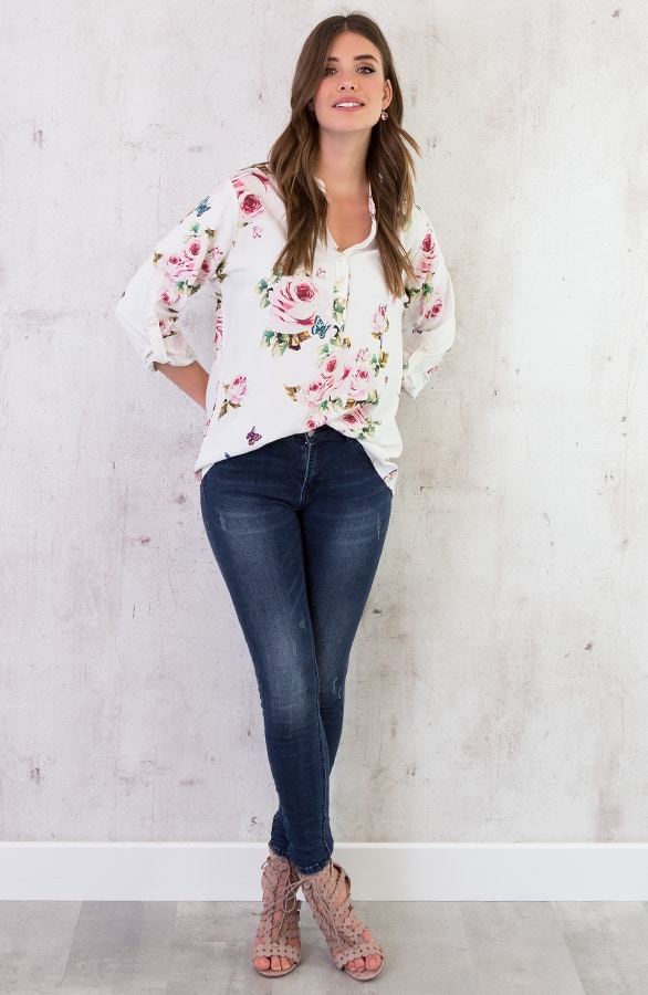 Bloemen Parel Blouse Creme – shoparchief, foto 3