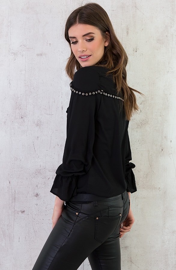 Metal Circle Blouse Zwart – shoparchief, foto 3