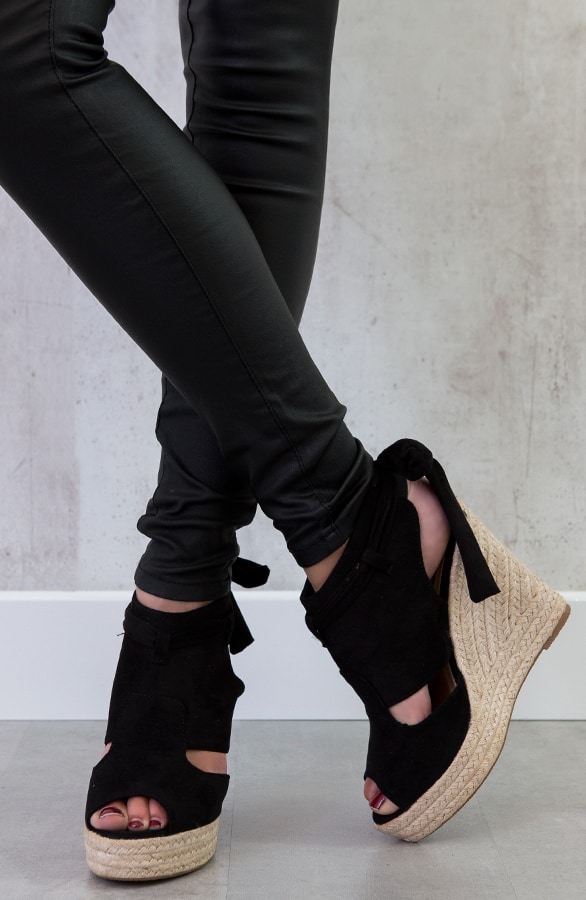 Suede Wedges Zwart – shoparchief, foto 3