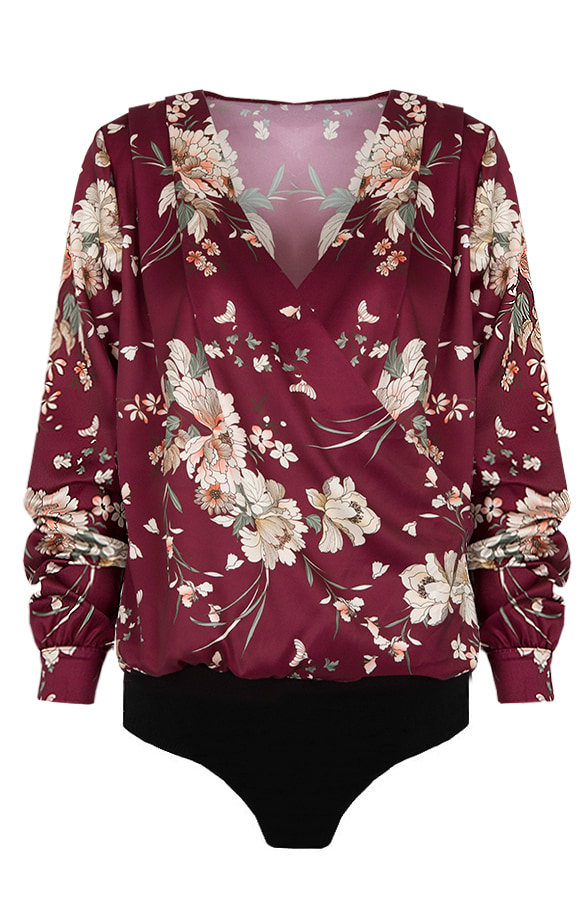 Body Met Bloemen Bordeaux – shoparchief