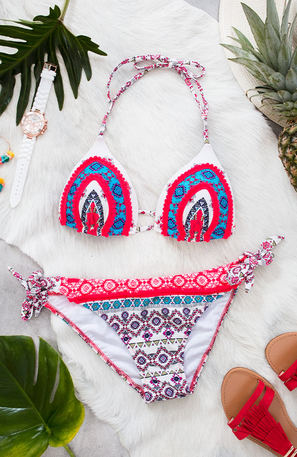 Boho Isla Bikini Neon Koraal – shoparchief