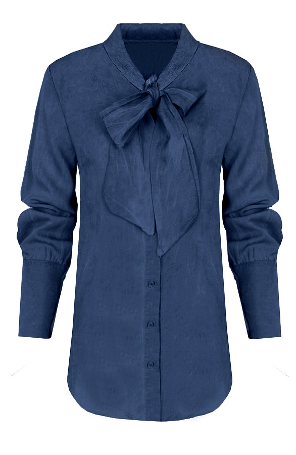 Denim Strik Blouse Donker – shoparchief
