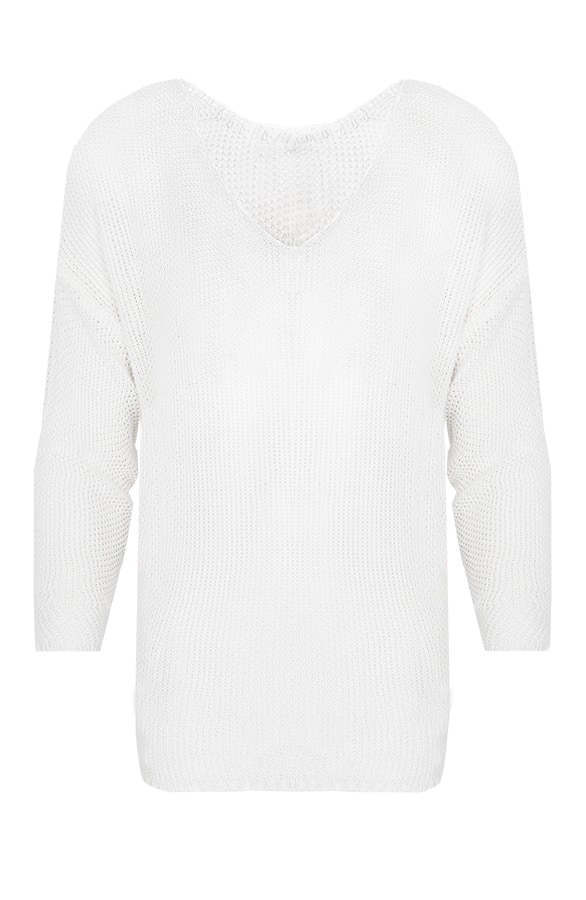 Dun Gebreide Trui Creme – shoparchief