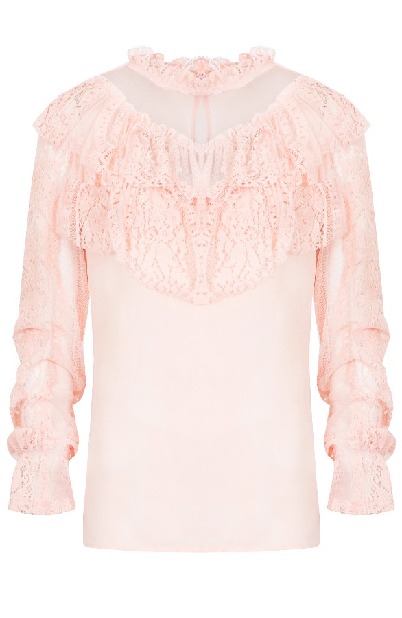 Kanten Ruches Blouse Roze – shoparchief