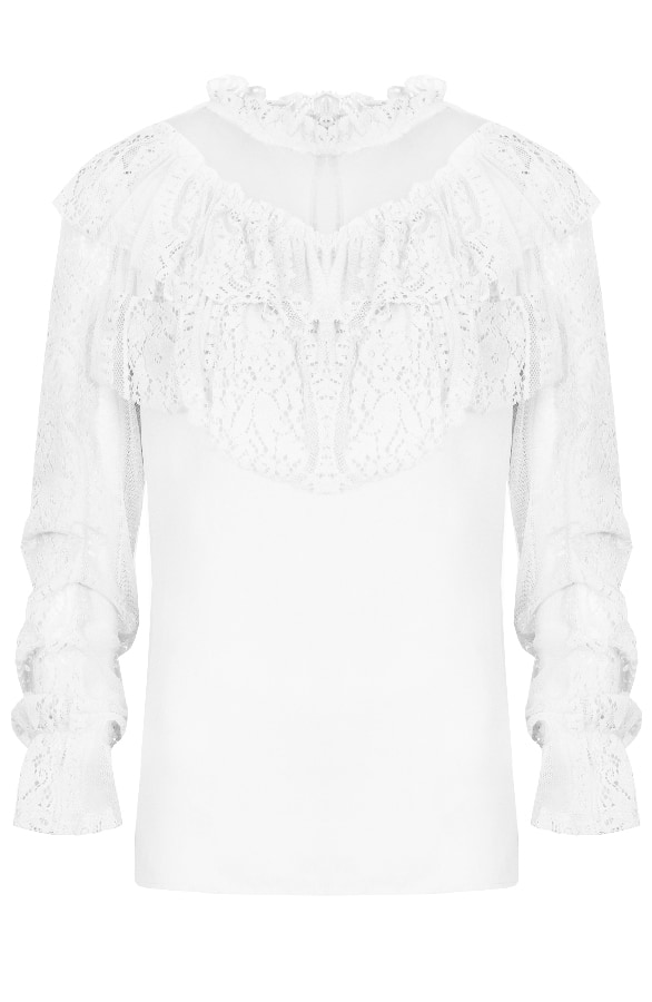 Kanten Ruches Blouse Wit – shoparchief