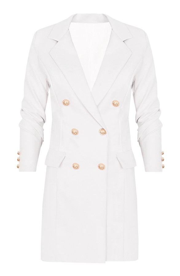 Lange Blazer Button Wit – shoparchief