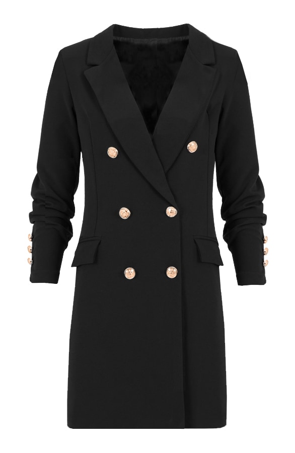 Lange Blazer Button Zwart – shoparchief