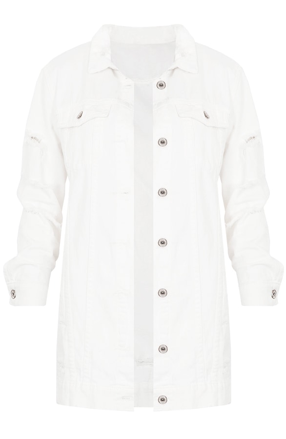 Long Denim Jacket Wit – shoparchief