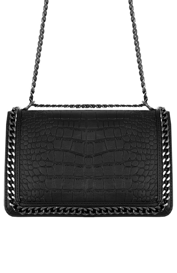 Slangenprint Chain Tas Zwart – shoparchief