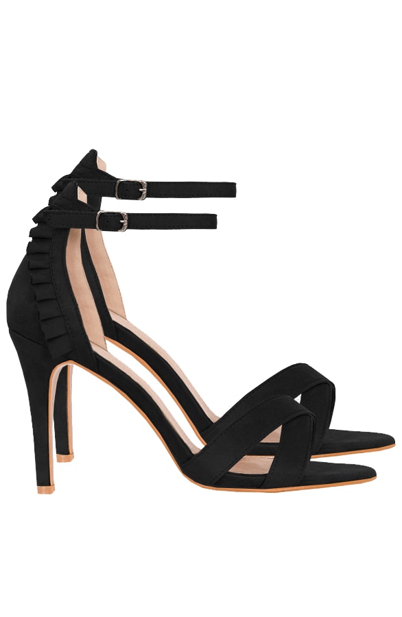 Suede Hakken Ruches Zwart – shoparchief