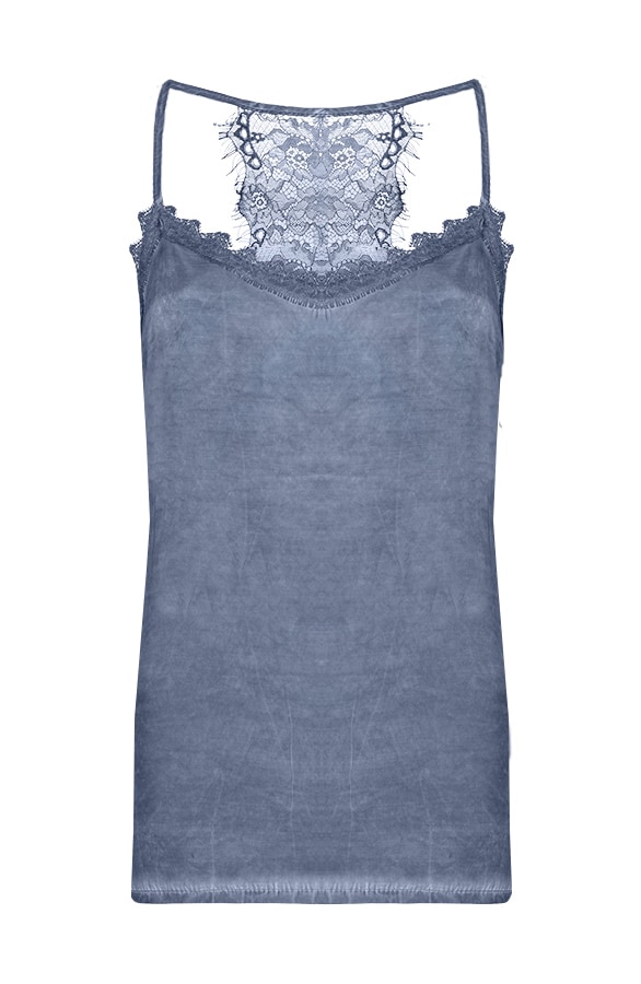 Top Kanten Rug Jeansblauw – shoparchief