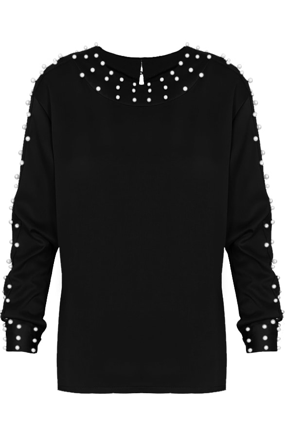 Zijde Parel Blouse Zwart – shoparchief