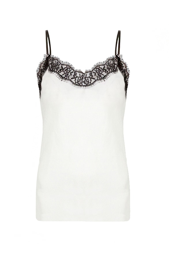 Zijde Top Met Kant Creme – shoparchief
