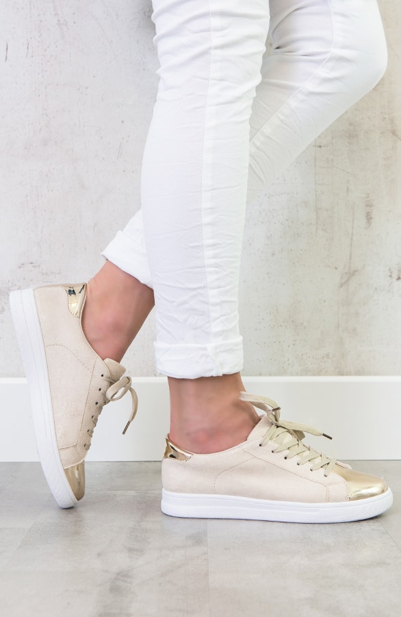 Glitter Sneakers Metallic Beige – shoparchief, foto 2
