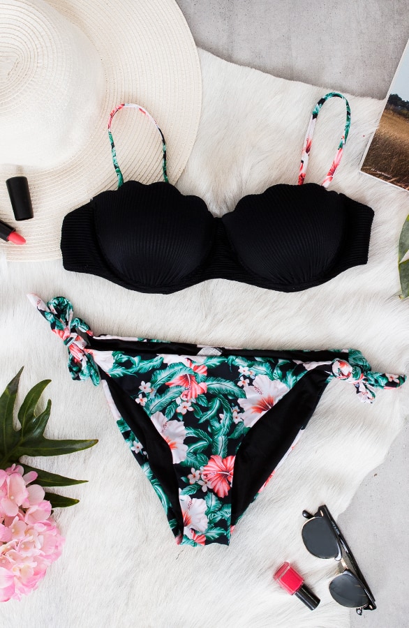 Bloemen Bikini Mermaid Zwart – shoparchief