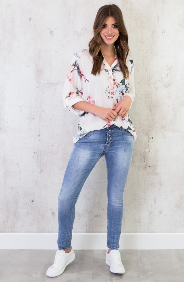 Bloemen Print Blouse Wit – shoparchief, foto 2