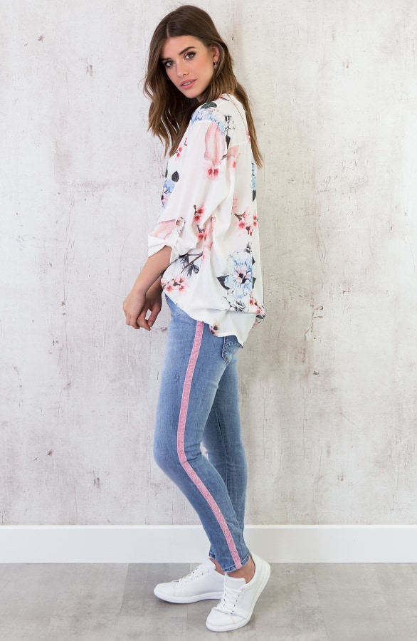 Bloemen Print Blouse Wit – shoparchief, foto 3